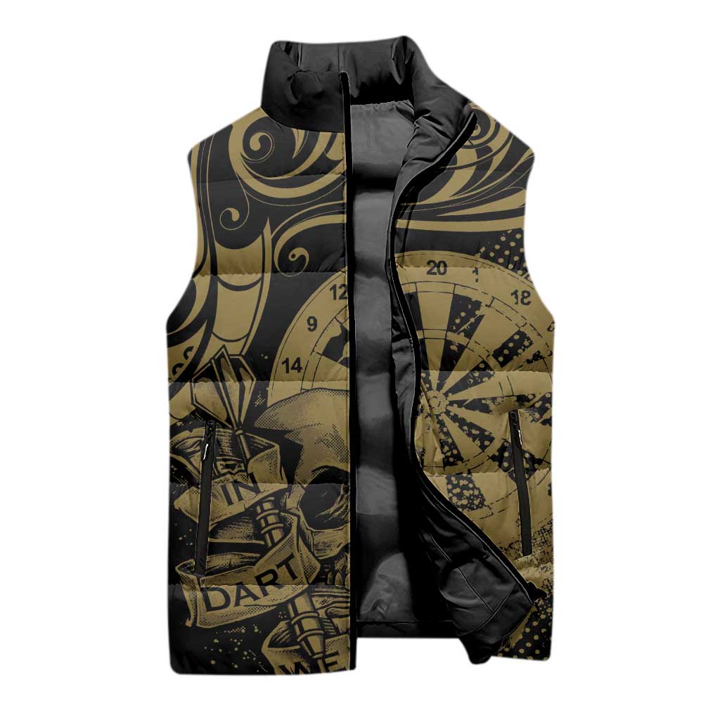 New Zealand Darts Sleeveless Puffer Jacket Skull In Dart We Trust Maori Pattern LT14 - Polynesian Pride