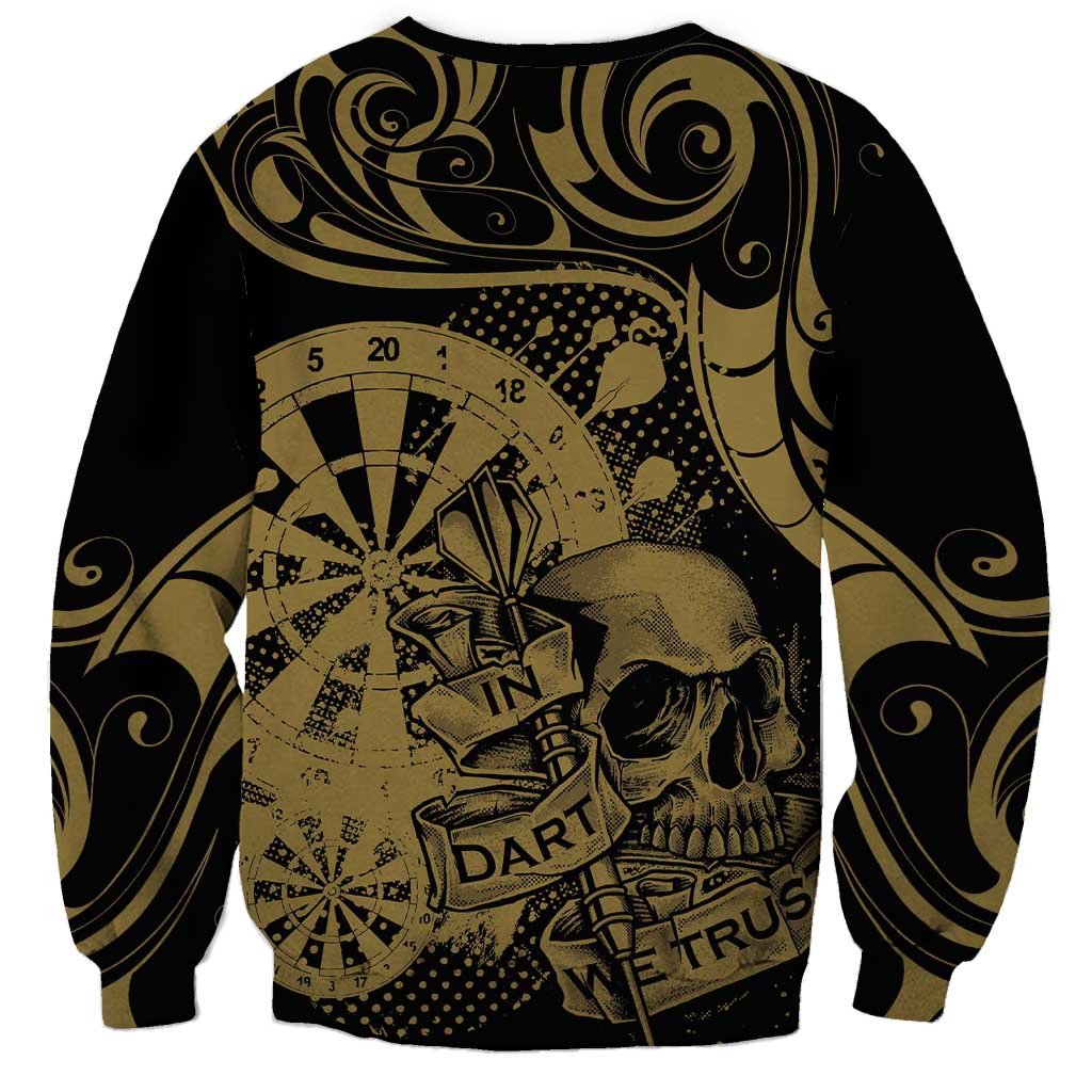 New Zealand Darts Sweatshirt Skull In Dart We Trust Maori Pattern - Polynesian Pride