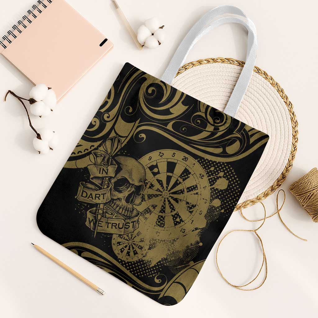 New Zealand Darts Tote Bag Skull In Dart We Trust Maori Pattern - Polynesian Pride