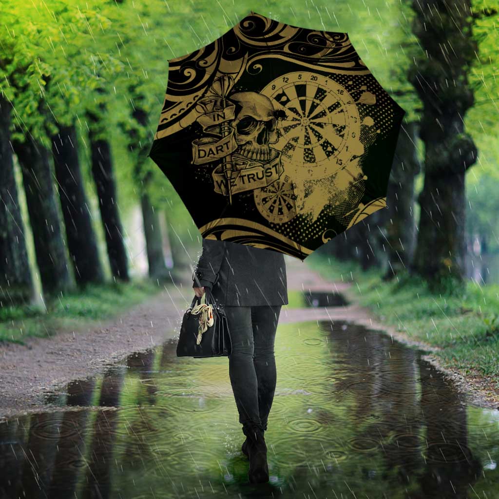New Zealand Darts Umbrella Skull In Dart We Trust Maori Pattern - Polynesian Pride
