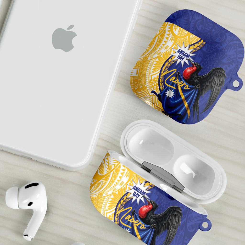 Nauru Angam Day AirPods Case Naoero Frigatebird With Flag Proud LT14 - Polynesian Pride