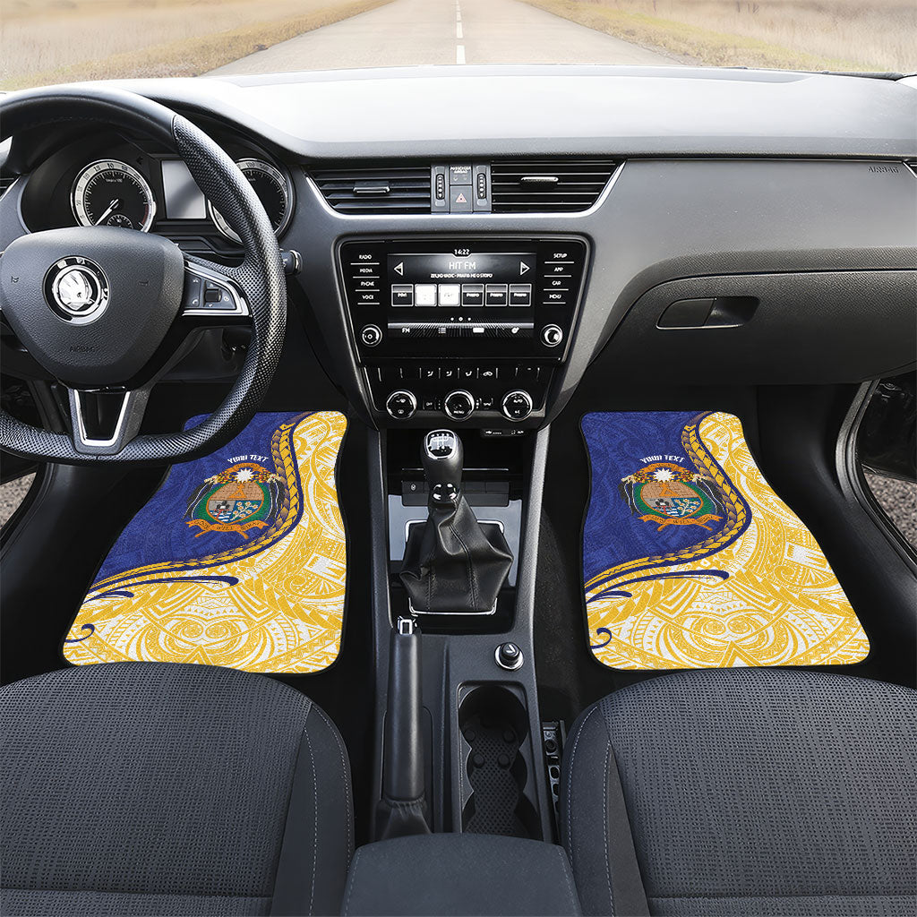 Personalised Nauru Angam Day Car Mats Naoero Frigatebird With Flag Proud LT14 Set 2pcs - Front Blue - Polynesian Pride
