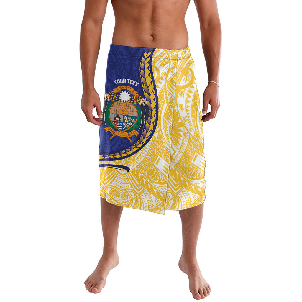 Personalised Nauru Angam Day Lavalava Naoero Frigatebird With Flag Proud LT14 Blue - Polynesian Pride