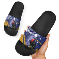 Magnificent Frigatebird Nauru Slide Sandals Pandanus Weaving Polynesian Pattern