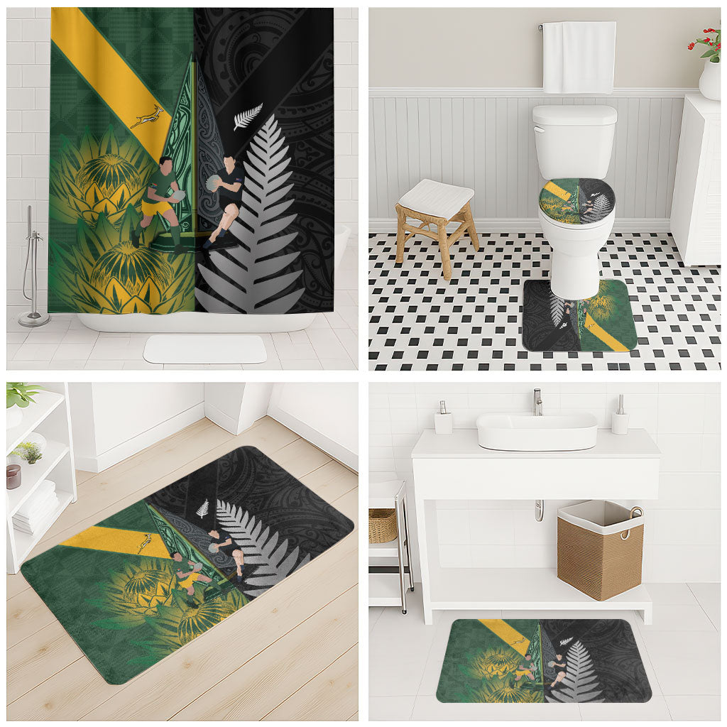 New Zealand and South Africa Rugby Bathroom Set Ultimate Rivalry All Black Springboks LT14 - Polynesian Pride