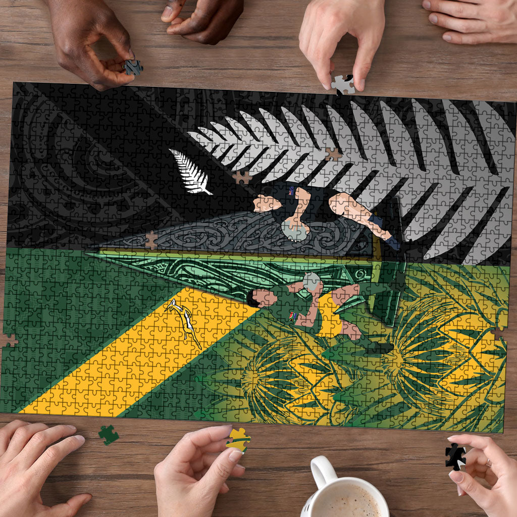 New Zealand and South Africa Rugby Puzzle Ultimate Rivalry All Black Springboks LT14 - Polynesian Pride