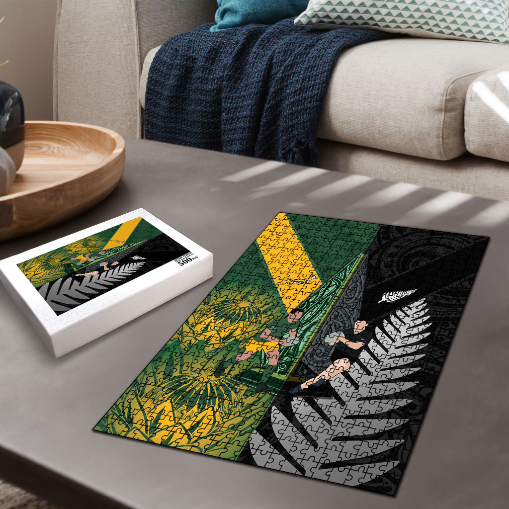New Zealand and South Africa Rugby Puzzle Ultimate Rivalry All Black Springboks LT14 - Polynesian Pride