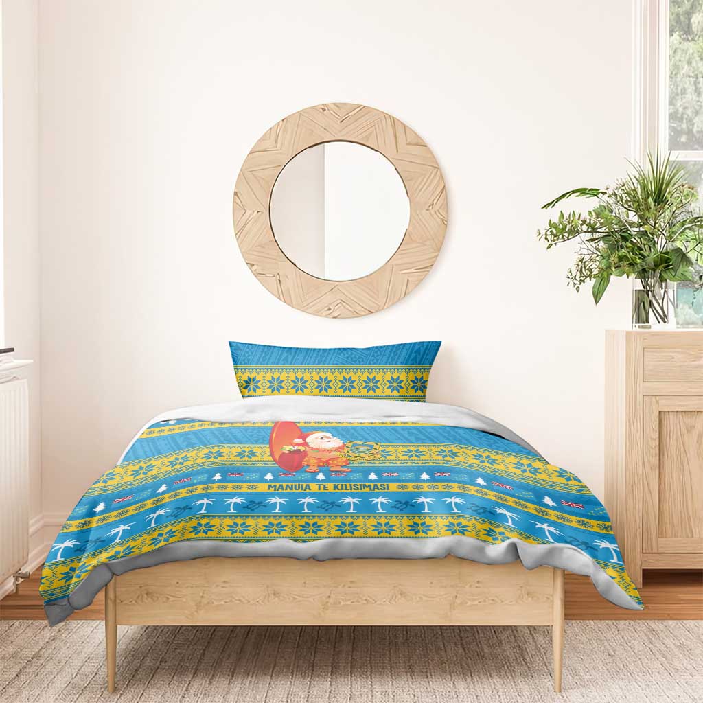 Tuvalu Christmas Bedding Set Cute Santa Manuia te Kilisimasi - Polynesian Pride