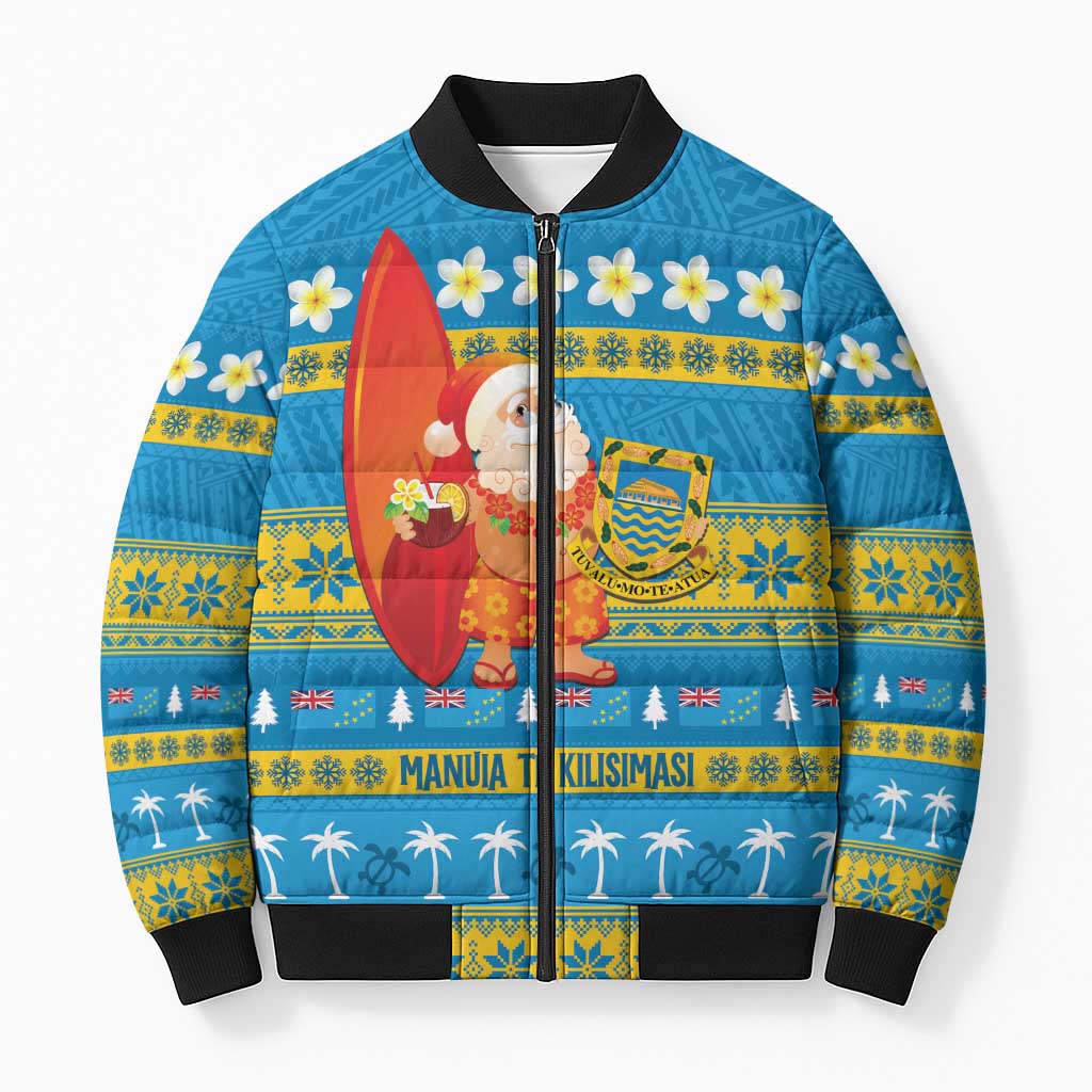 Tuvalu Christmas Bomber Puffer Jacket Cute Santa Manuia te Kilisimasi - Polynesian Pride