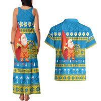 Tuvalu Christmas Couples Matching Tank Maxi Dress and Hawaiian Shirt Cute Santa Manuia te Kilisimasi LT14 - Polynesian Pride