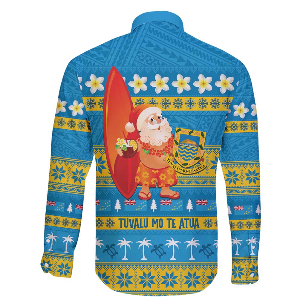 Tuvalu Christmas Family Matching Long Sleeve Bodycon Dress and Hawaiian Shirt Cute Santa Manuia te Kilisimasi LT14 - Polynesian Pride