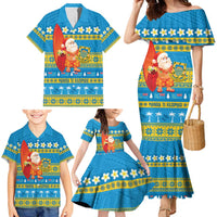 Tuvalu Christmas Family Matching Mermaid Dress and Hawaiian Shirt Cute Santa Manuia te Kilisimasi LT14 - Polynesian Pride