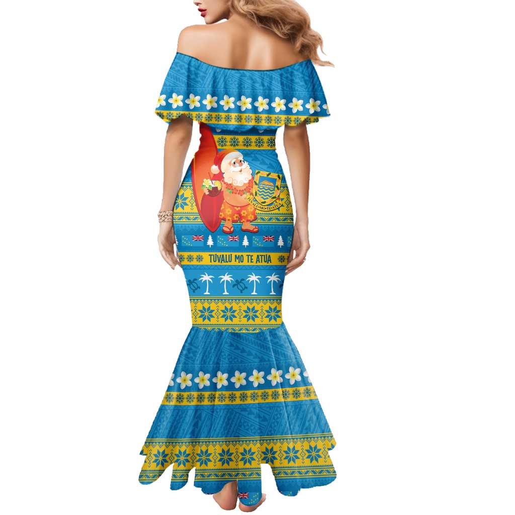 Tuvalu Christmas Family Matching Mermaid Dress and Hawaiian Shirt Cute Santa Manuia te Kilisimasi LT14 - Polynesian Pride