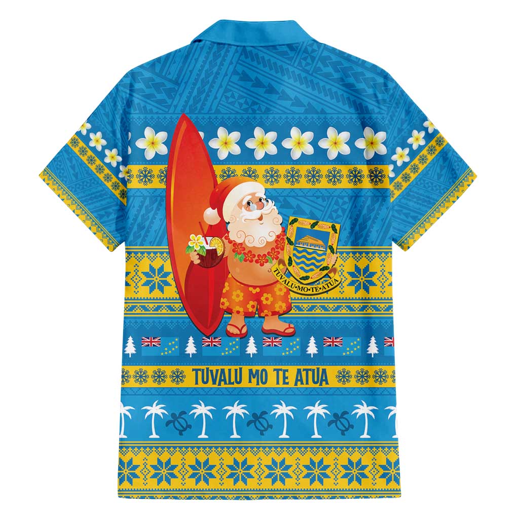 Tuvalu Christmas Family Matching Off Shoulder Maxi Dress and Hawaiian Shirt Cute Santa Manuia te Kilisimasi LT14 - Polynesian Pride