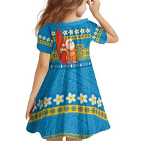 Tuvalu Christmas Family Matching Off Shoulder Short Dress and Hawaiian Shirt Cute Santa Manuia te Kilisimasi LT14 - Polynesian Pride
