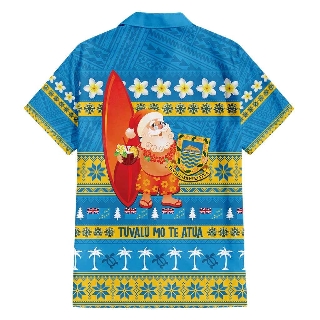 Tuvalu Christmas Family Matching Short Sleeve Bodycon Dress and Hawaiian Shirt Cute Santa Manuia te Kilisimasi LT14 - Polynesian Pride