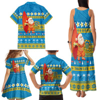 Tuvalu Christmas Family Matching Tank Maxi Dress and Hawaiian Shirt Cute Santa Manuia te Kilisimasi LT14 - Polynesian Pride