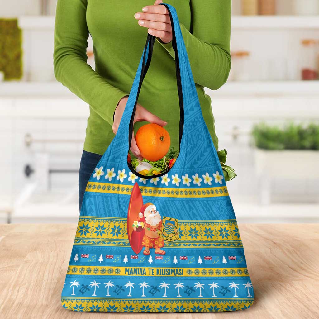 Tuvalu Christmas Grocery Bag Cute Santa Manuia te Kilisimasi - Polynesian Pride