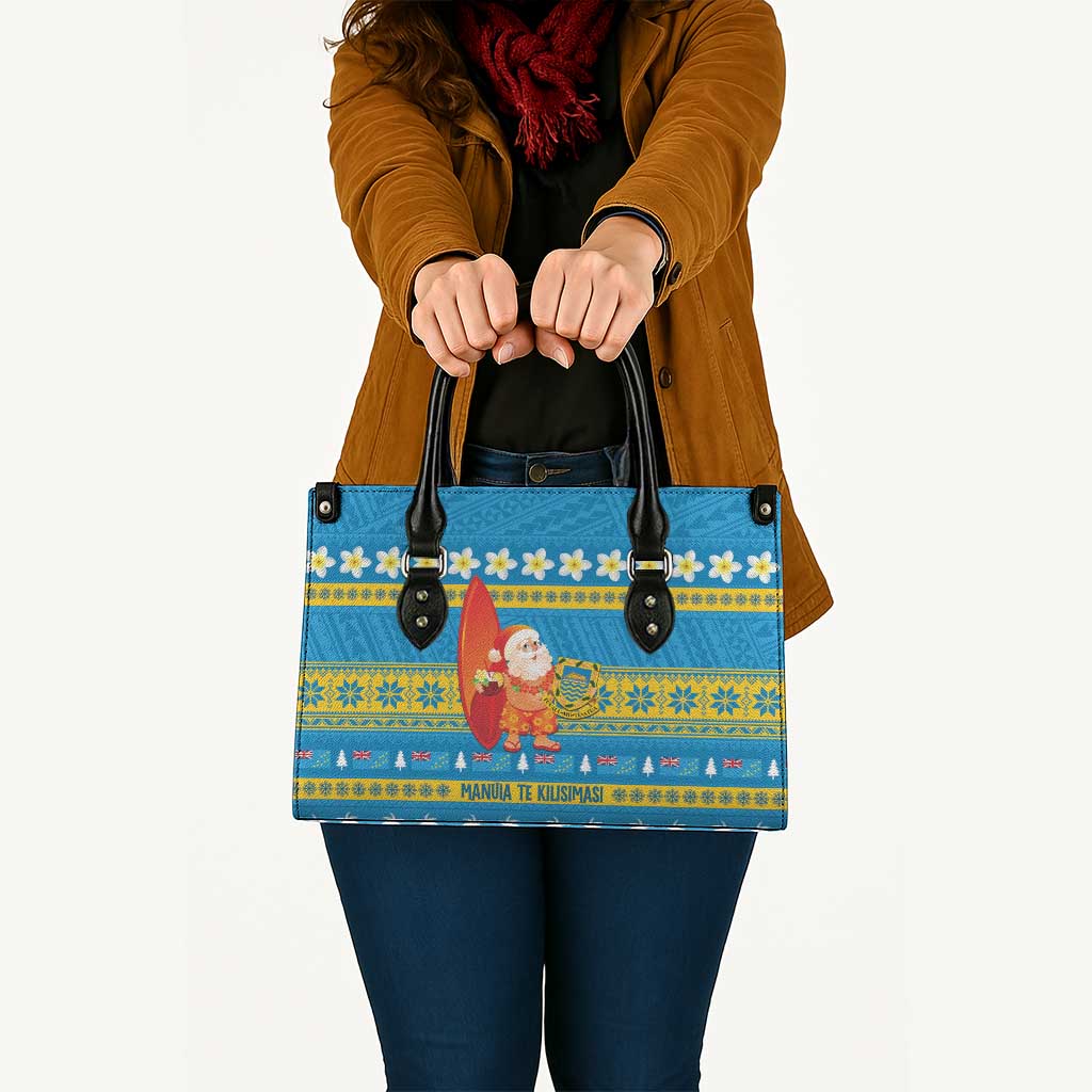Tuvalu Christmas Leather Bag Cute Santa Manuia te Kilisimasi - Polynesian Pride