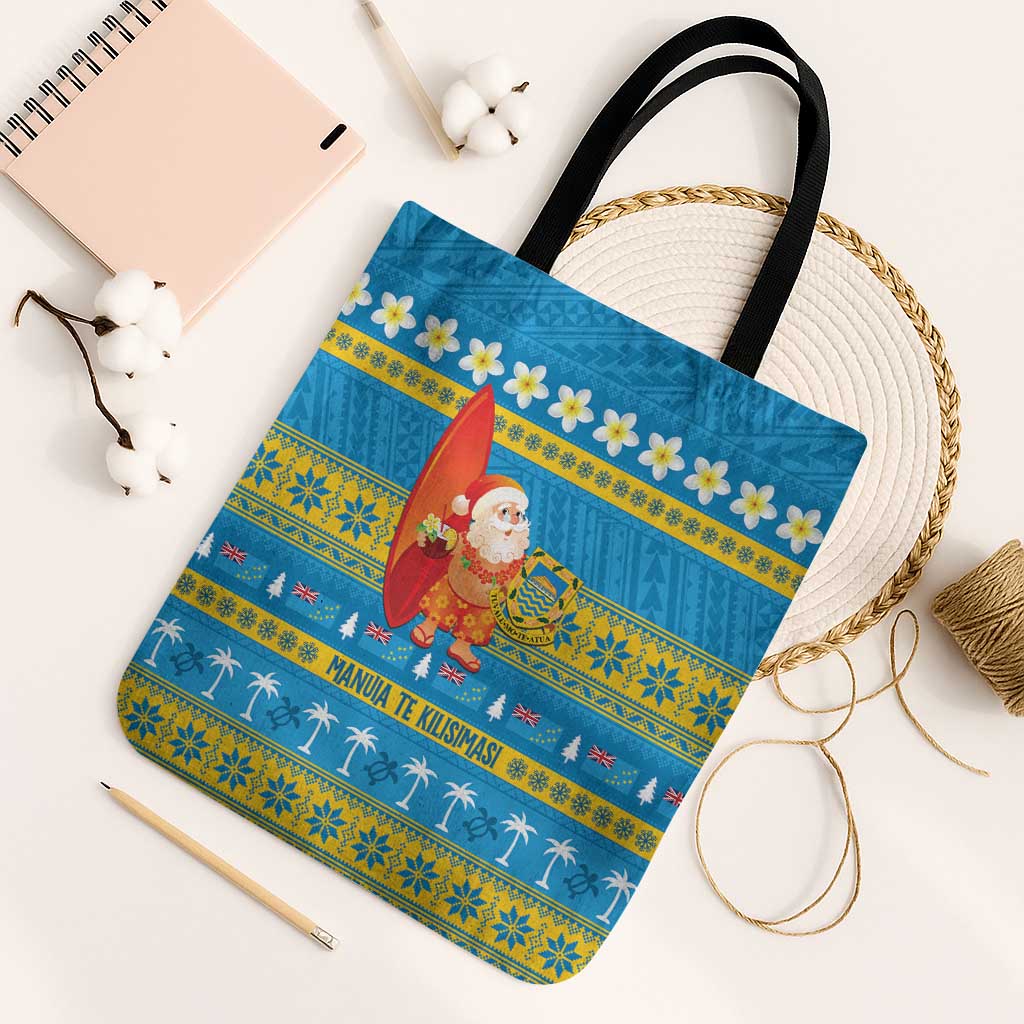 Tuvalu Christmas Tote Bag Cute Santa Manuia te Kilisimasi - Polynesian Pride