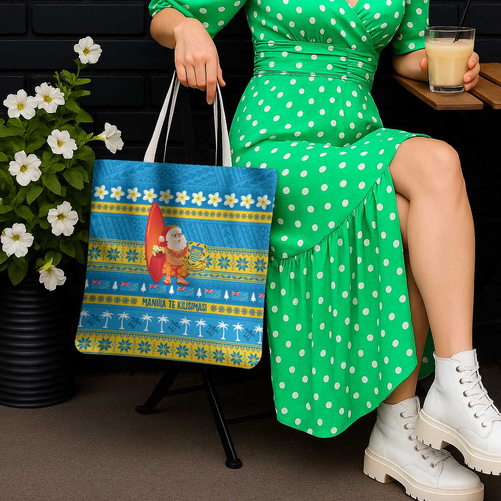 Tuvalu Christmas Tote Bag Cute Santa Manuia te Kilisimasi - Polynesian Pride