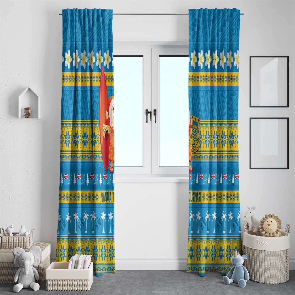 Tuvalu Christmas Window Curtain Cute Santa Manuia te Kilisimasi - Polynesian Pride