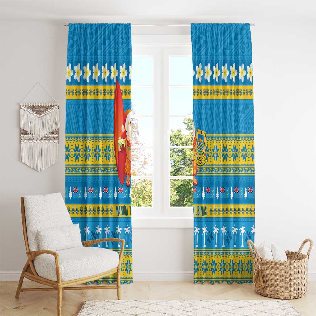 Tuvalu Christmas Window Curtain Cute Santa Manuia te Kilisimasi - Polynesian Pride