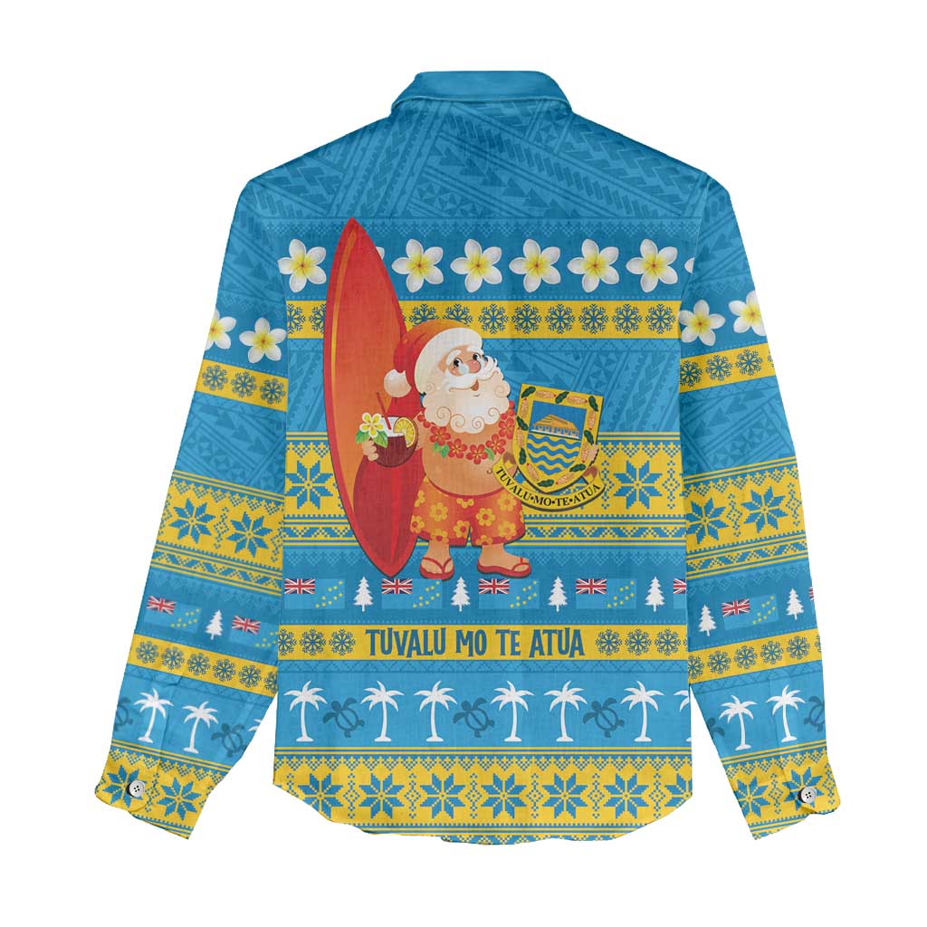 Tuvalu Christmas Women Casual Shirt Cute Santa Manuia te Kilisimasi - Polynesian Pride