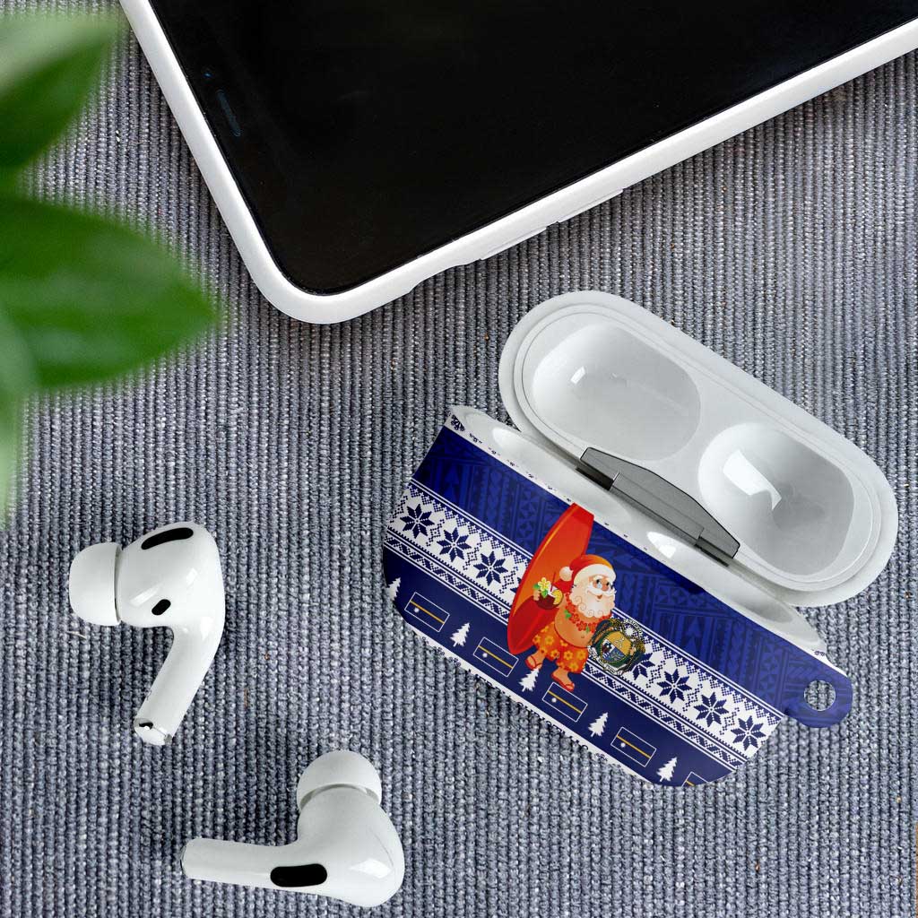Nauru Christmas AirPods Case Cute Santa Coat Of Arms Merry Xmas - Polynesian Pride
