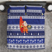 Nauru Christmas Bedding Set Cute Santa Coat Of Arms Merry Xmas LT14 Navy Blue - Polynesian Pride