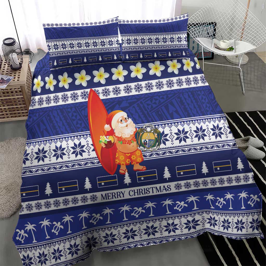 Nauru Christmas Bedding Set Cute Santa Coat Of Arms Merry Xmas LT14 - Polynesian Pride