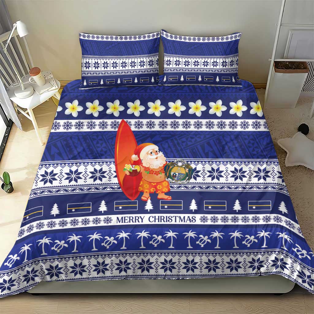 Nauru Christmas Bedding Set Cute Santa Coat Of Arms Merry Xmas LT14 - Polynesian Pride