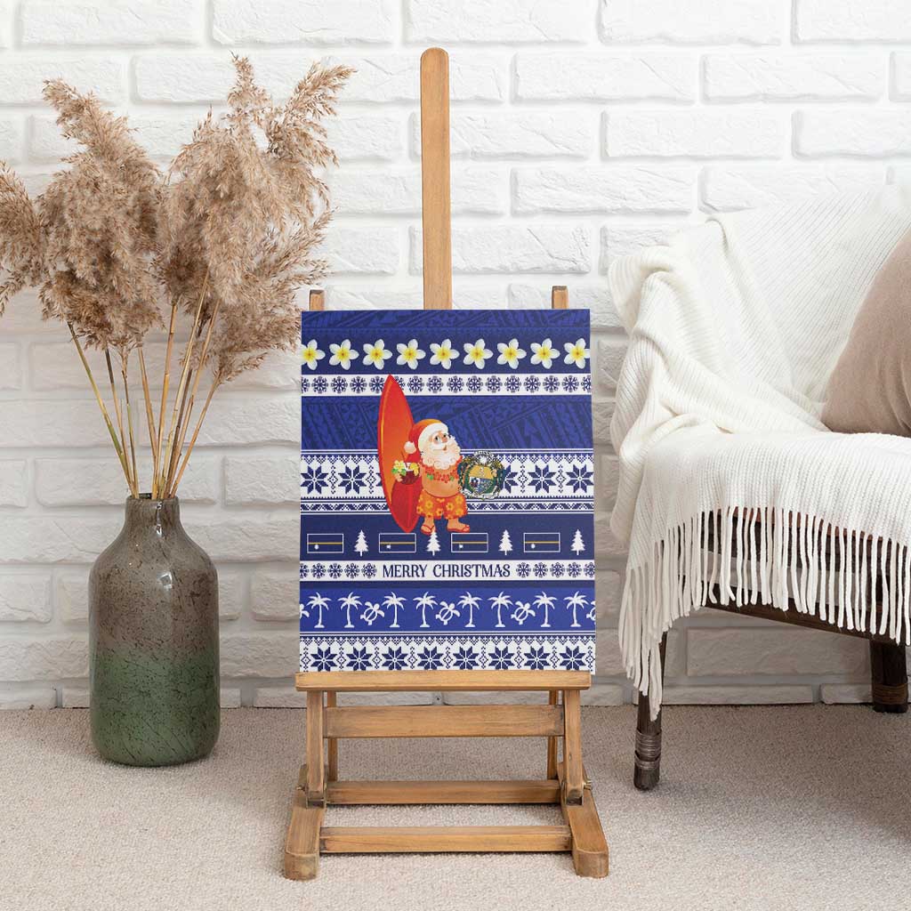 Nauru Christmas Canvas Wall Art Cute Santa Coat Of Arms Merry Xmas - Polynesian Pride