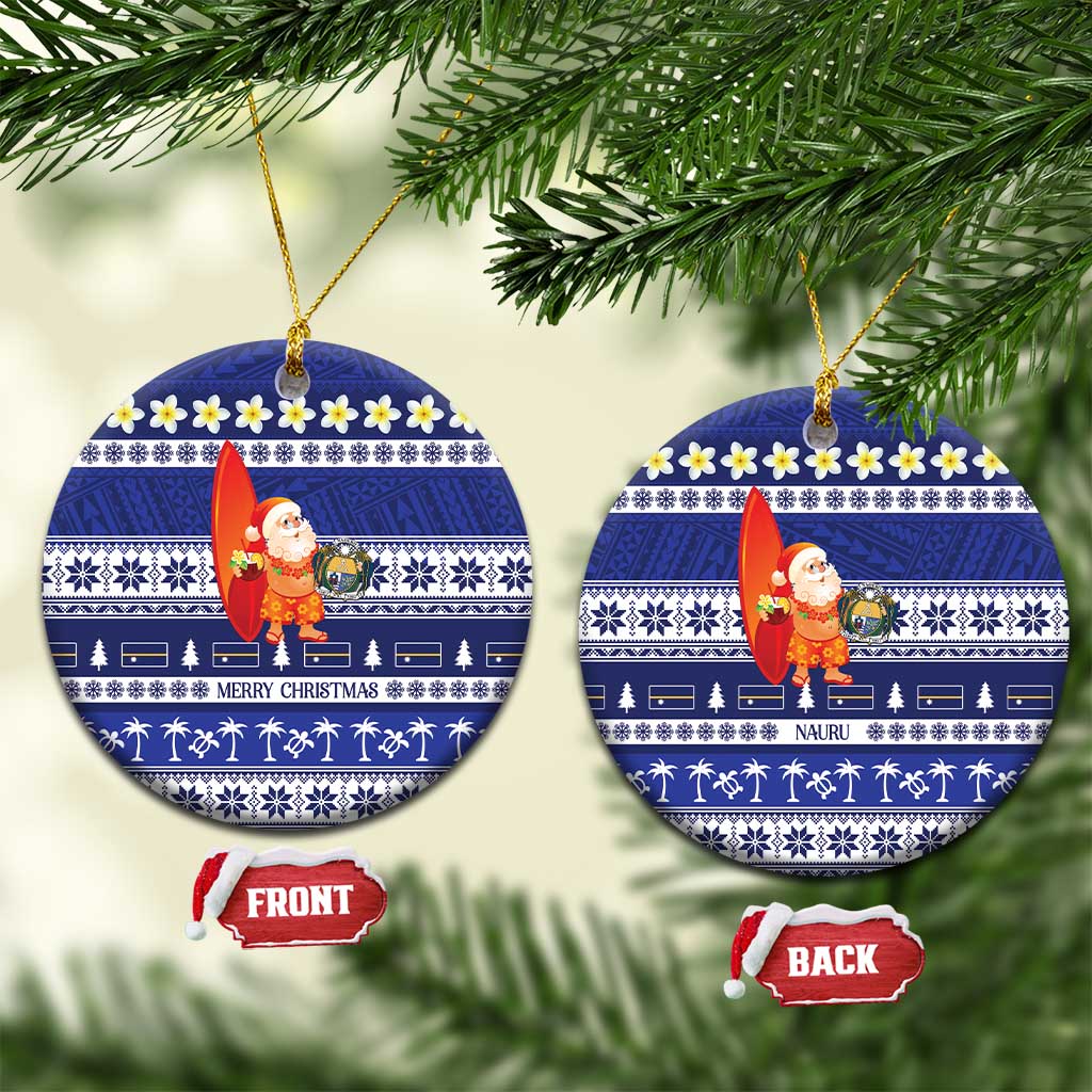 Nauru Christmas Ceramic Ornament Cute Santa Coat Of Arms Merry Xmas - Polynesian Pride