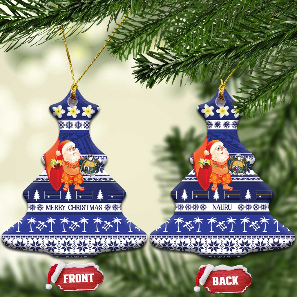 Nauru Christmas Ceramic Ornament Cute Santa Coat Of Arms Merry Xmas - Polynesian Pride
