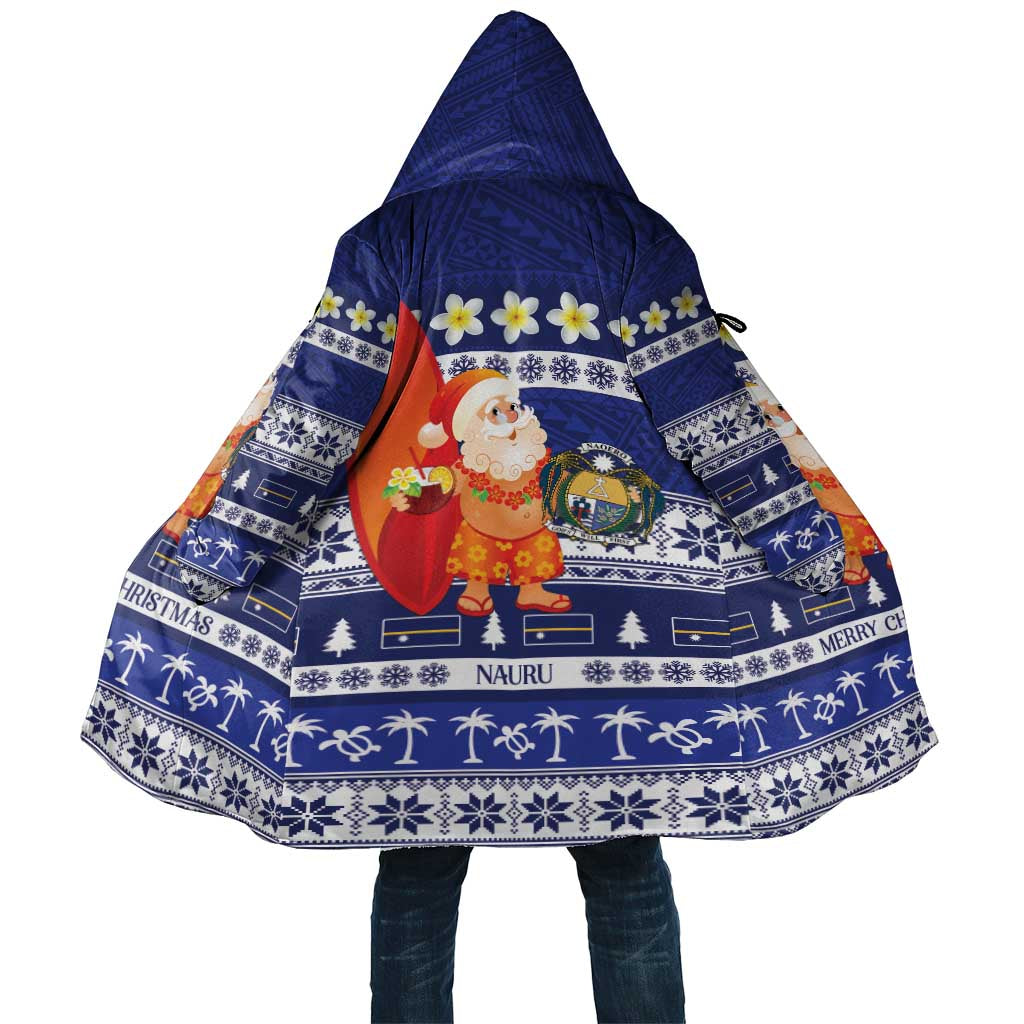 Nauru Christmas Cloak Cute Santa Coat Of Arms Merry Xmas LT14 Unisex Navy Blue - Polynesian Pride