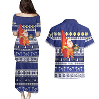 Nauru Christmas Couples Matching Puletasi and Hawaiian Shirt Cute Santa Coat Of Arms Merry Xmas LT14 - Polynesian Pride