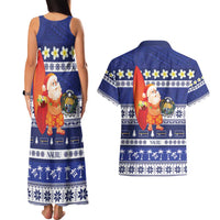 Nauru Christmas Couples Matching Tank Maxi Dress and Hawaiian Shirt Cute Santa Coat Of Arms Merry Xmas LT14 - Polynesian Pride