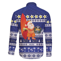 Nauru Christmas Family Matching Off The Shoulder Long Sleeve Dress and Hawaiian Shirt Cute Santa Coat Of Arms Merry Xmas LT14 - Polynesian Pride