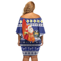 Nauru Christmas Family Matching Off Shoulder Short Dress and Hawaiian Shirt Cute Santa Coat Of Arms Merry Xmas LT14 - Polynesian Pride