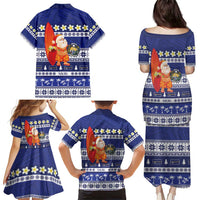 Nauru Christmas Family Matching Puletasi and Hawaiian Shirt Cute Santa Coat Of Arms Merry Xmas LT14 - Polynesian Pride