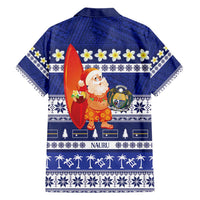 Nauru Christmas Family Matching Short Sleeve Bodycon Dress and Hawaiian Shirt Cute Santa Coat Of Arms Merry Xmas LT14 - Polynesian Pride