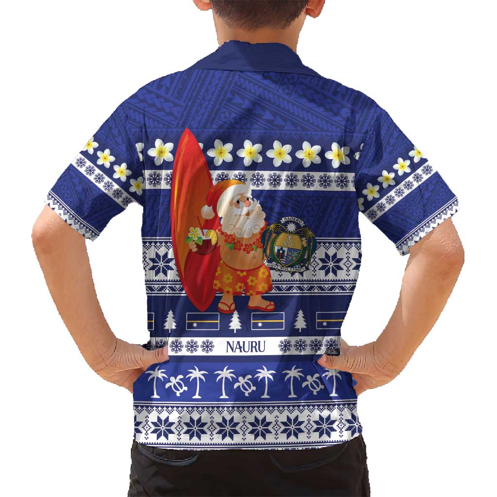Nauru Christmas Family Matching Summer Maxi Dress and Hawaiian Shirt Cute Santa Coat Of Arms Merry Xmas LT14 - Polynesian Pride