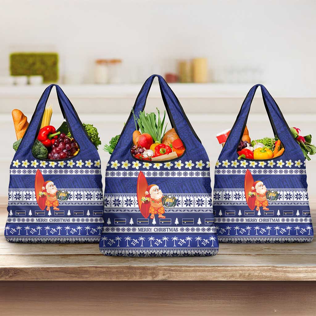 Nauru Christmas Grocery Bag Cute Santa Coat Of Arms Merry Xmas - Polynesian Pride