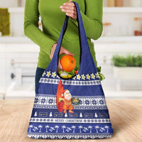 Nauru Christmas Grocery Bag Cute Santa Coat Of Arms Merry Xmas - Polynesian Pride