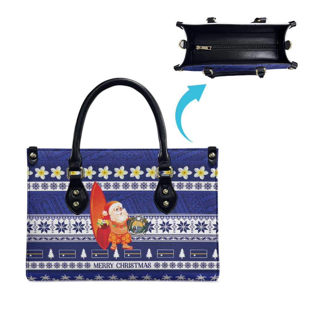 Nauru Christmas Leather Bag Cute Santa Coat Of Arms Merry Xmas - Polynesian Pride