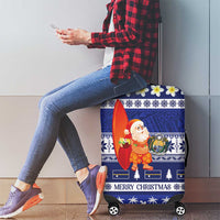 Nauru Christmas Luggage Cover Cute Santa Coat Of Arms Merry Xmas - Polynesian Pride