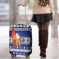 Nauru Christmas Luggage Cover Cute Santa Coat Of Arms Merry Xmas - Polynesian Pride