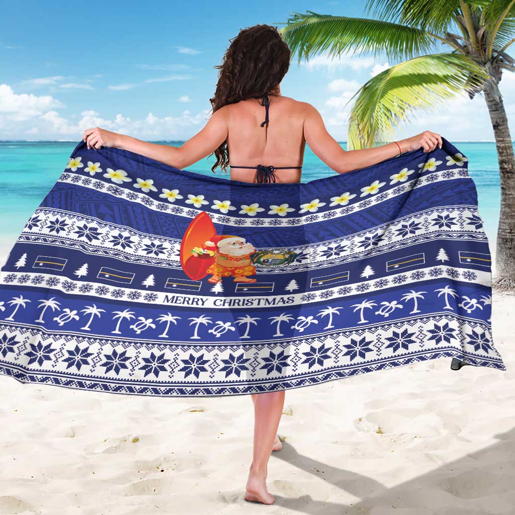 Nauru Christmas Sarong Cute Santa Coat Of Arms Merry Xmas - Polynesian Pride