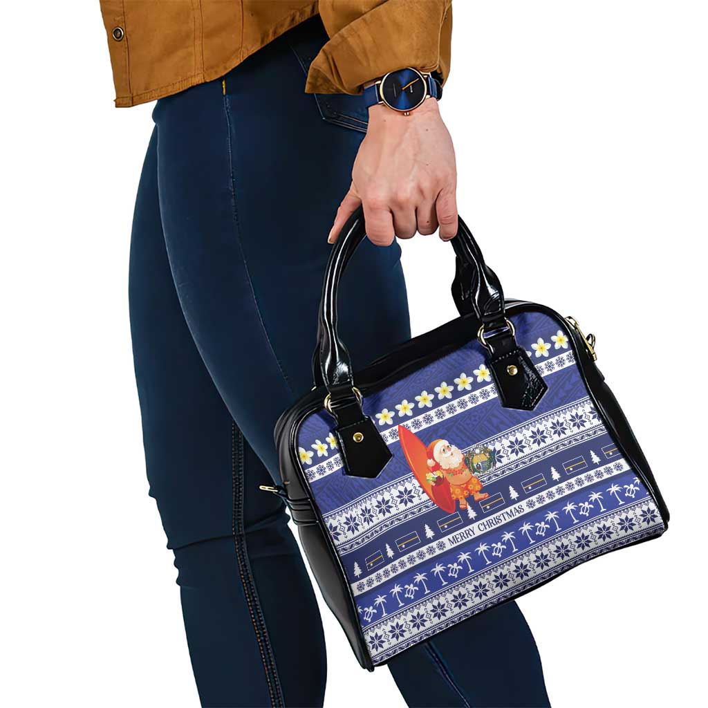 Nauru Christmas Shoulder Handbag Cute Santa Coat Of Arms Merry Xmas - Polynesian Pride